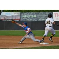 Martin Figueroa of the Sussex County Miners safe at first vs. the Ottawa Champions