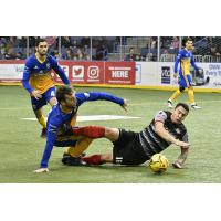 Ontario Fury defender Thiago Goncalves (right) battles the San Diego Sockers for possession