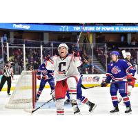 Cleveland Monsters react after a goal against the Rochester Americans