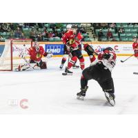 Prince George Cougars rip a shot at the Portland Winterhawks