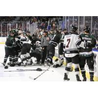 Melee between the Utah Grizzlies and the Rapid City Rush