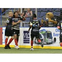 Ontario Fury celebrates a goal against the Turlock Express