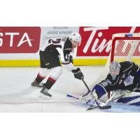 Vancouver Giants center Justin Sourdif looks for an openeing against the Victoria Royals