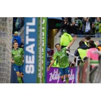 Nicolas Lodeiro celebrates his game-winning goal for Seattle Sounders FC