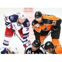 Lehigh Valley Phantoms face off with the Hartford Wolf Pack