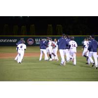 Tacoma Rainiers celebrate Tito Polo's walkoff single