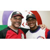 Infielder Jesmuel Valentin with his father, Jose Valentin