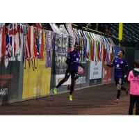 Louisville City FC forward Lucky Mkosana celebrates a win