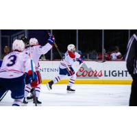 Spokane Chiefs celebrate an overtime winner against the Vancouver Giants