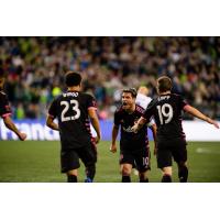 Nicolas Lodeiro of Seattle Sounders FC celebrates as Harry Shipp's 67th-minute goal brought Seattle even with the San Jose Earthquakes