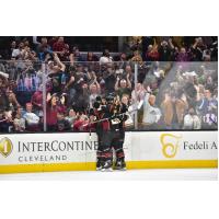 Cleveland Monsters celebrate in front of their fans