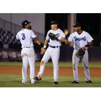 Tampa Tarpons 2B Oswaldo Cabrera, SS Diego Castillo and 1B Dermis Garcia