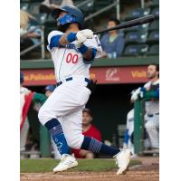 Cito Culver swings away for the Rockland Boulders