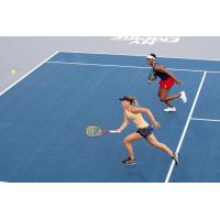 Washington Kastles scramble for the ball in women's doubles