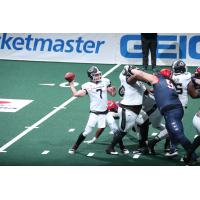 Columbus Destroyers quarterback Kyle Rowley passes against the Washington Valor