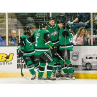 Texas Stars offer congratulations after a goal against the Wilkes-Barre/Scranton Penguins