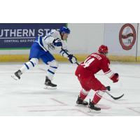 Wichita Thunder forward Bobby McMann (left) vs. the Allen Americans