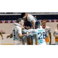 The Florida Tropics celebrate a goal vs. the St. Louis Ambush