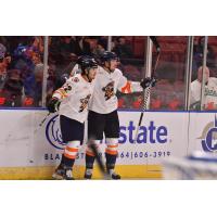 Greenville Swamp Rabbits react after a goal