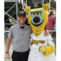 Willmar Stingers General Manager Nick McCallum and mascot Barry