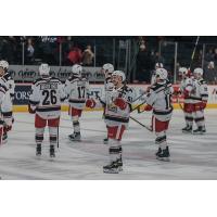 Grand Rapids Griffins salute the crowd