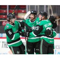 Texas Stars exchange congratulations following a goal against the Charlotte Checkers