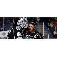 Ontario Reign goaltender Cal Petersen and forward T.J. Tynan