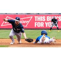 Josh Stowers of the Tulsa Drillers slides safely into second