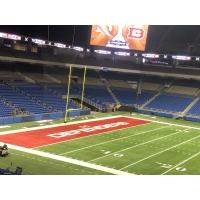 A look inside the Alamodome during championship game preparations