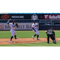 Jorbit Vivas of the Tulsa Drillers fields a ground ball