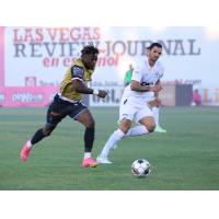 Las Vegas Lights FC's Tabort Etaka Preston battles Tampa Bay Rowdies' Forrest Lasso