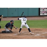 Tri-City Dust Devils catcher Gustavo Campero at bat