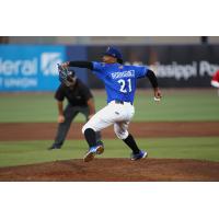 Biloxi Shuckers' Carlos Rodriguez on the mound