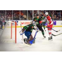 Allen Americans forward Grant Hebert (right)