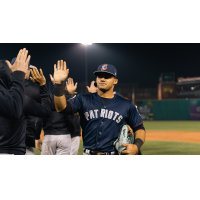 Somerset Patriots' Jasson Dominguez celebrates win