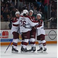 Peterborough Petes' Jax Dubois celebrates win with teammates