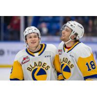 Saskatoon Blades' Brandon Lisowsky and Vaughn Watterodt on game night