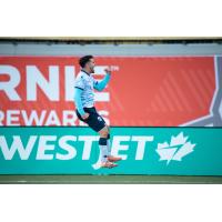 Ilias Iliadis of Atlético Ottawa reacts after his goal