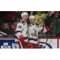 Grand Rapids Griffins react after a goal