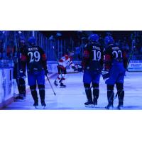 Wichita Thunder's Brayden Watts, Bradley Marek and Michal Stinil on the ice