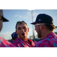 Pensacola Blue Wahoos celebrate a walkoff win