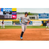 Tyler Hardman of the Somerset Patriots rounds the bases