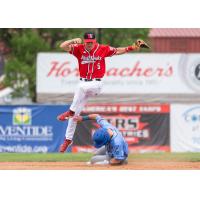 Fargo-Moorhead RedHawks infielder Peter Brookshaw avoids a collision