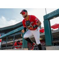 Fargo-Moorhead RedHawks outfielders Ismael Alcantara hits the field