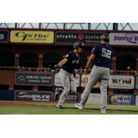 Rafael Flores of the Somerset Patriots rounds the bases