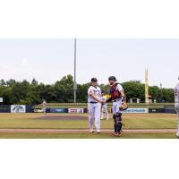 Emperors pitcher Ryan Bourassa heads off the field