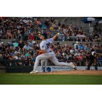 Somerset Patriots' Zach Messinger in action