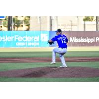 Biloxi Shuckers' Logan Henderson on the mound