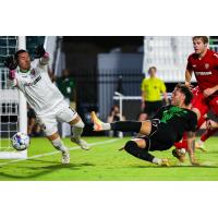 Lexington SC forward Cameron Lancaster (17) scores vs. Central Valley Fuego FC