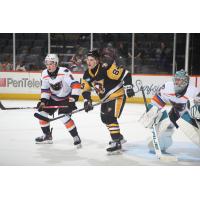 Lehigh Valley Phantoms defend against the Wilkes-Barre/Scranton Penguins